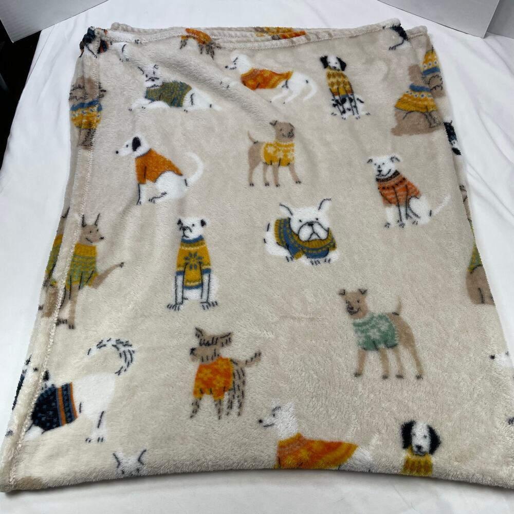 Way to Celebrate Harvest Dog Sweater Blanket Tan 50x60 Plush Throw Puppy Pet